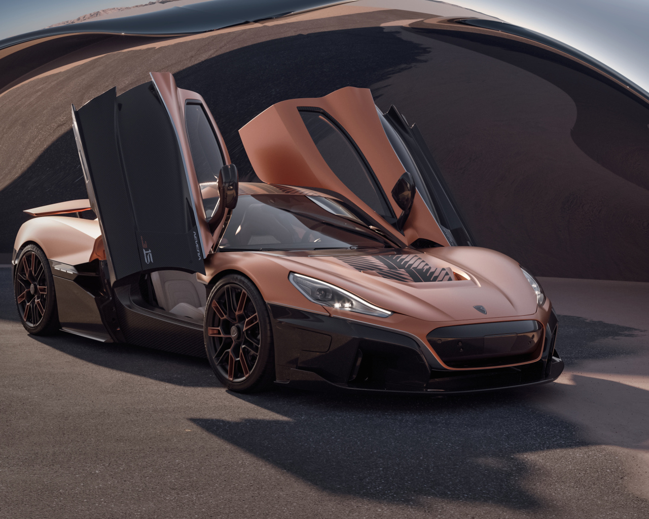 Открытые двери в автомобиле Rimac Nevera 15th Anniversary 2024 года