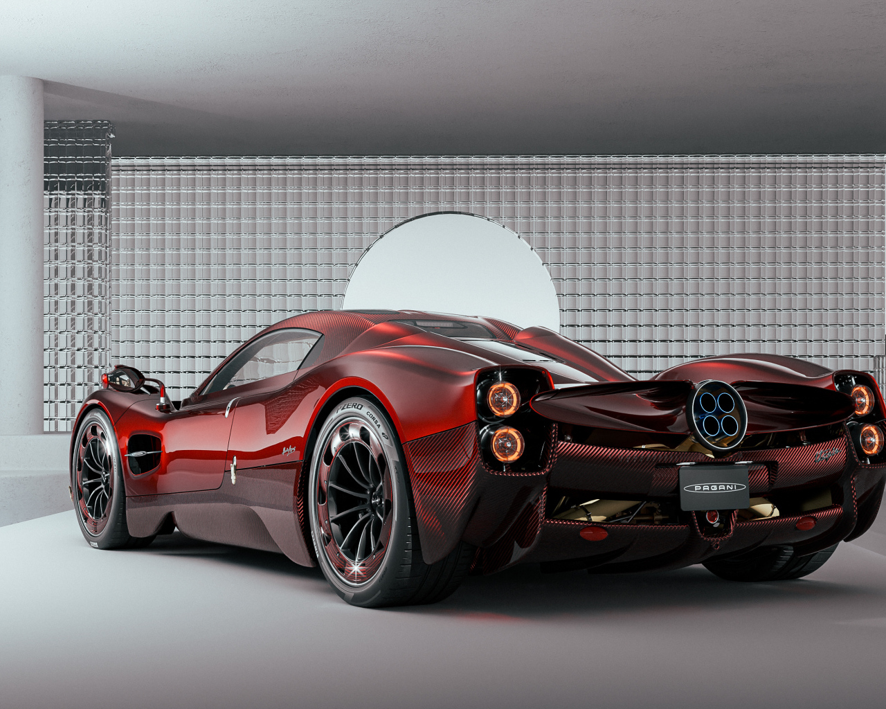 Вид сзади на автомобиль  Pagani Utopia