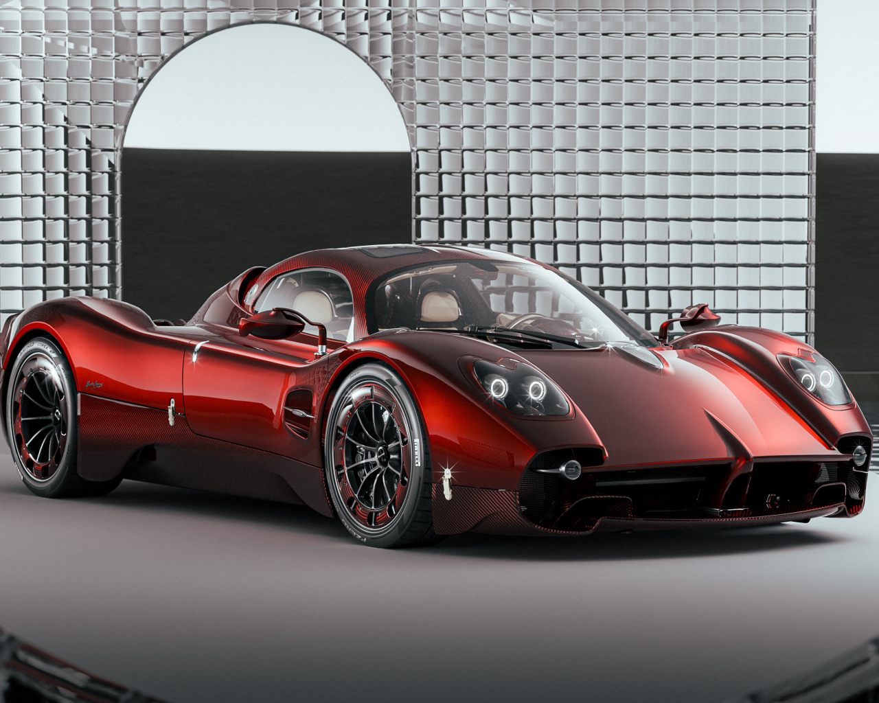 Красный автомобиль  Pagani Utopia