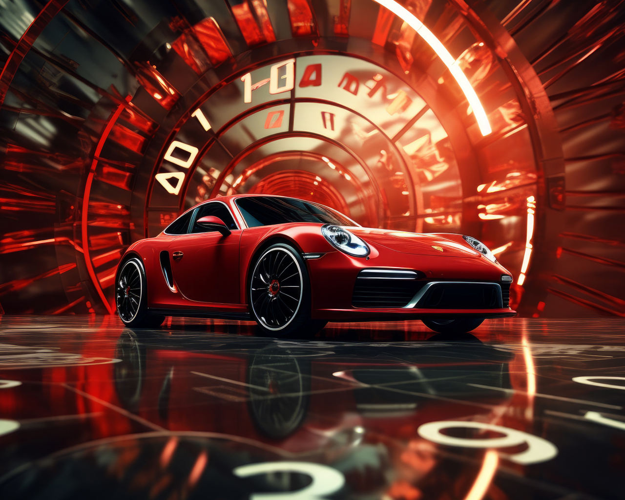 Красный автомобиль Porsche GT3 RS