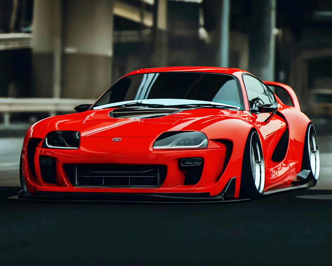 Красный автомобиль Toyota Supra MK4 Retro AI