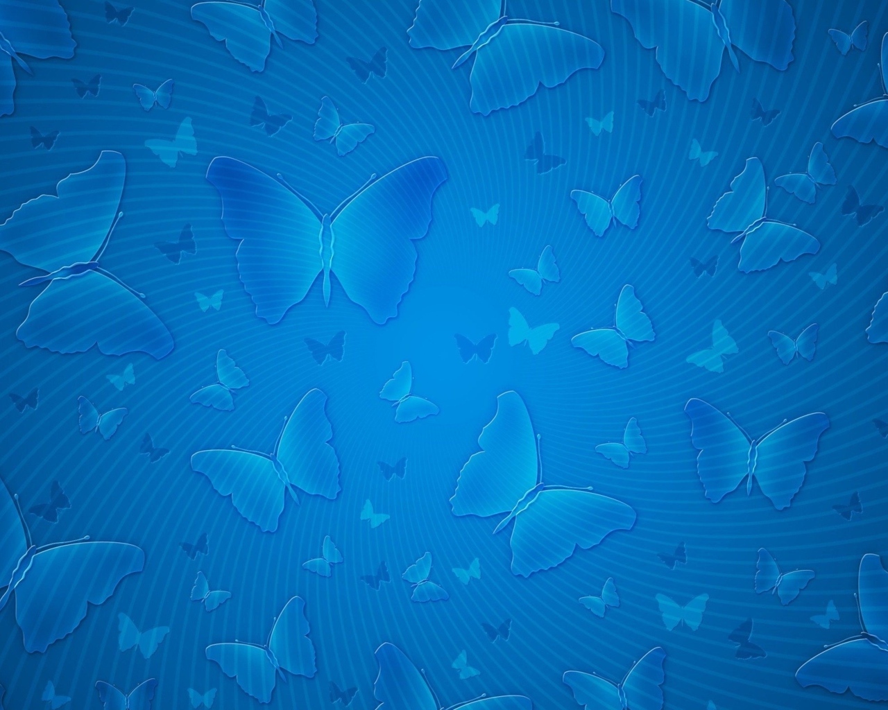 Голубой фон с нарисованными бабочками
