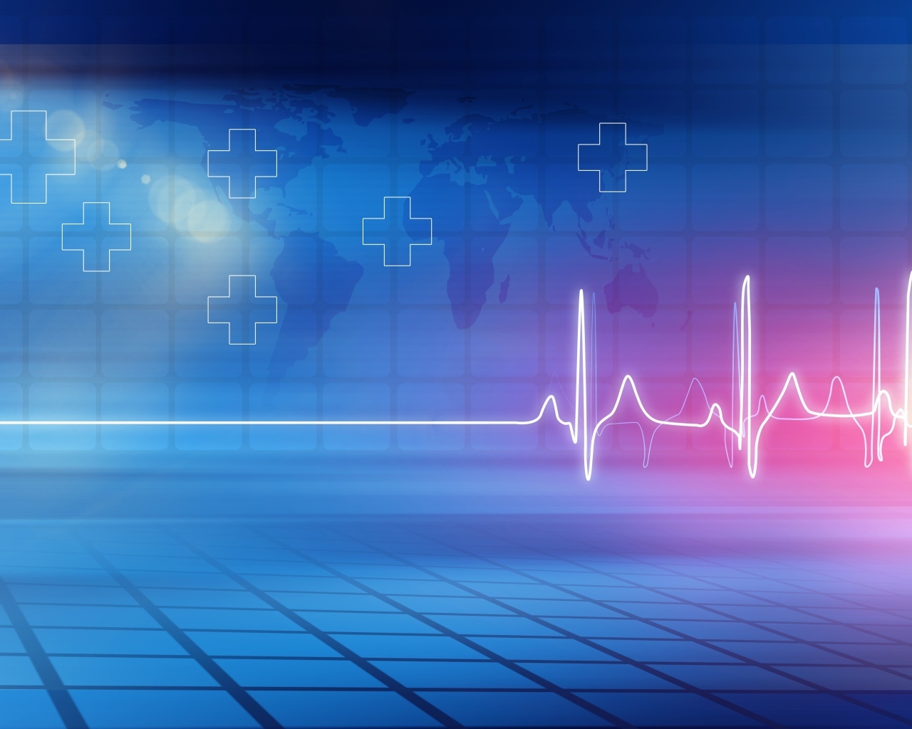 Кардиограмма с крестами на фоне квадратов