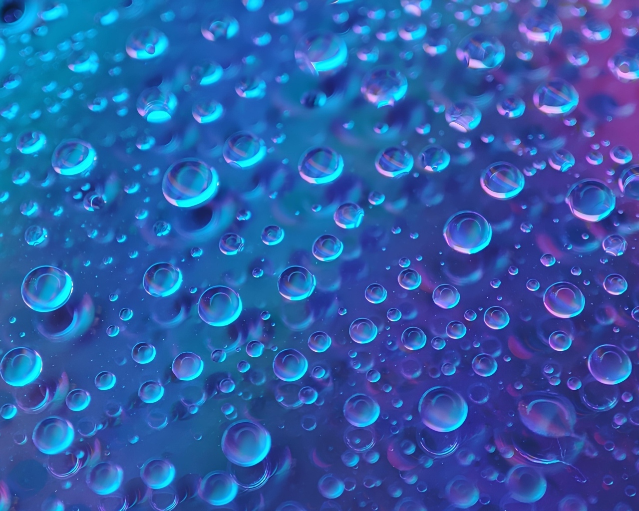 Много капель воды на синем фоне