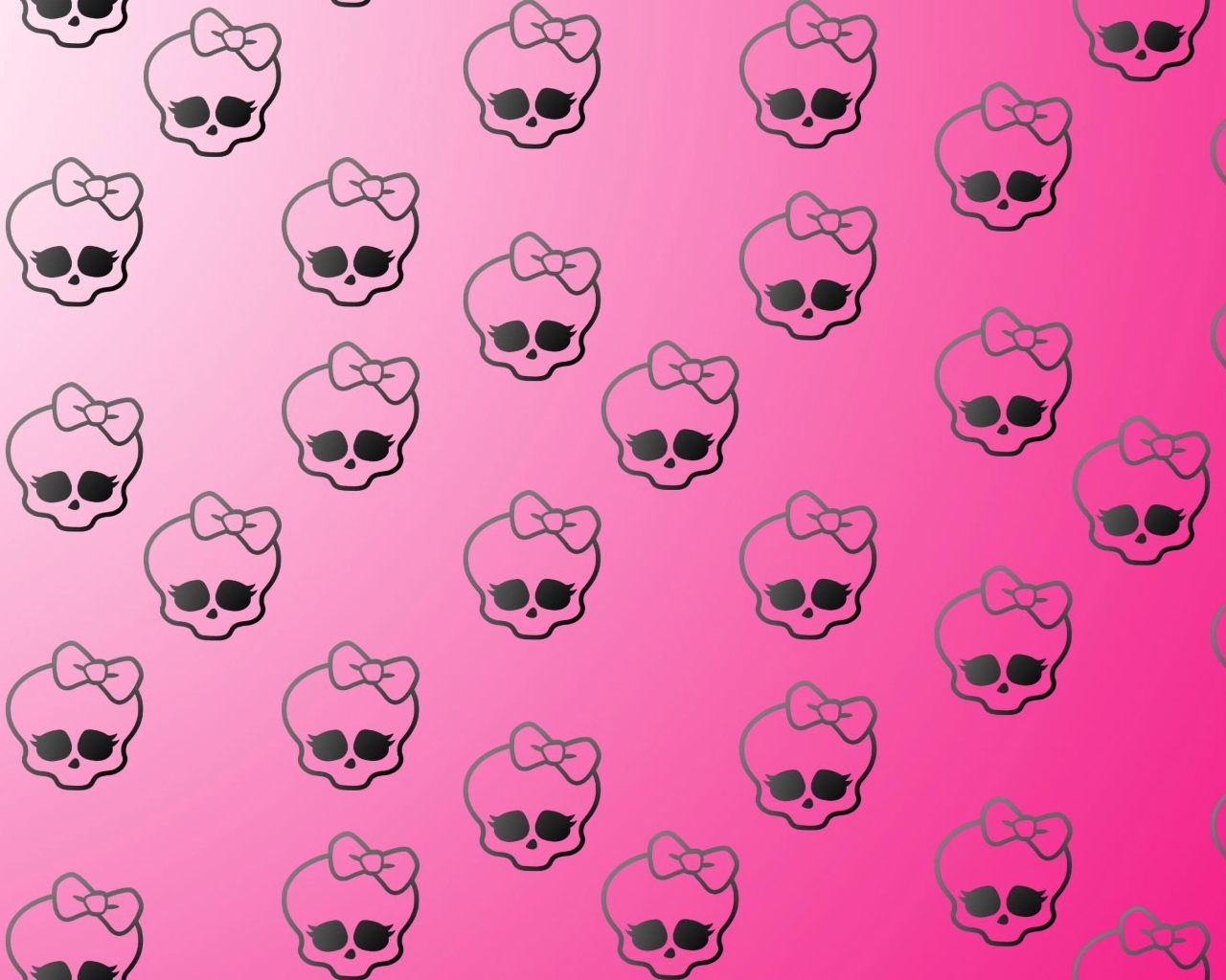 Черепа с бантами на розовом фоне