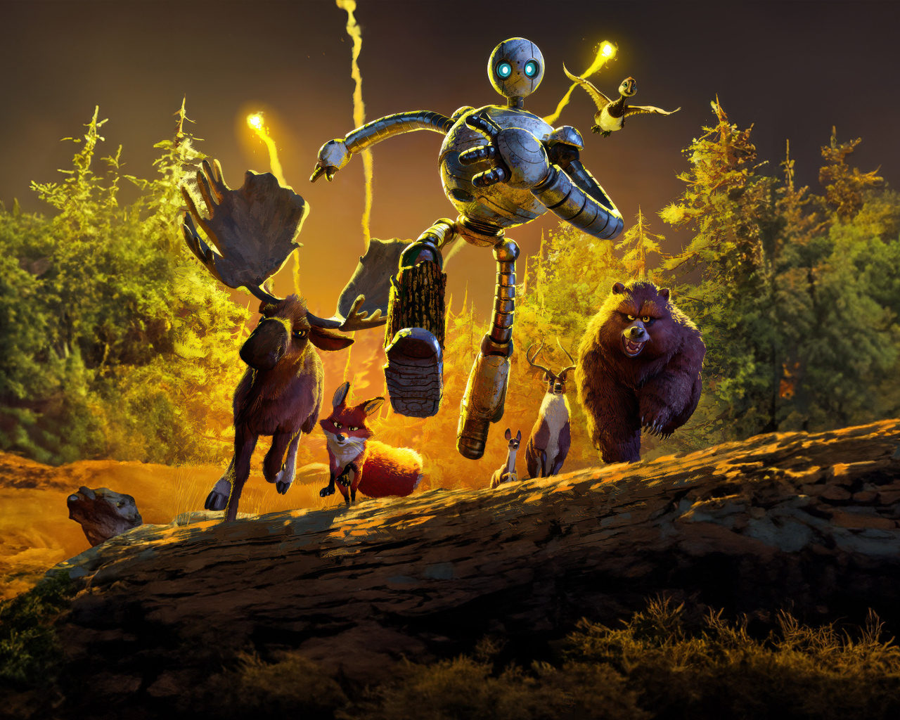 Звери в лесу в новом мультфильме Дикий робот, 2024