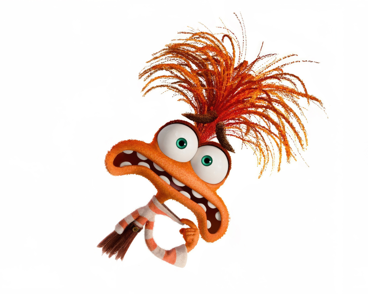 Оранжевый персонаж Тревожность из мультфильма Головоломка 2 на белом фоне