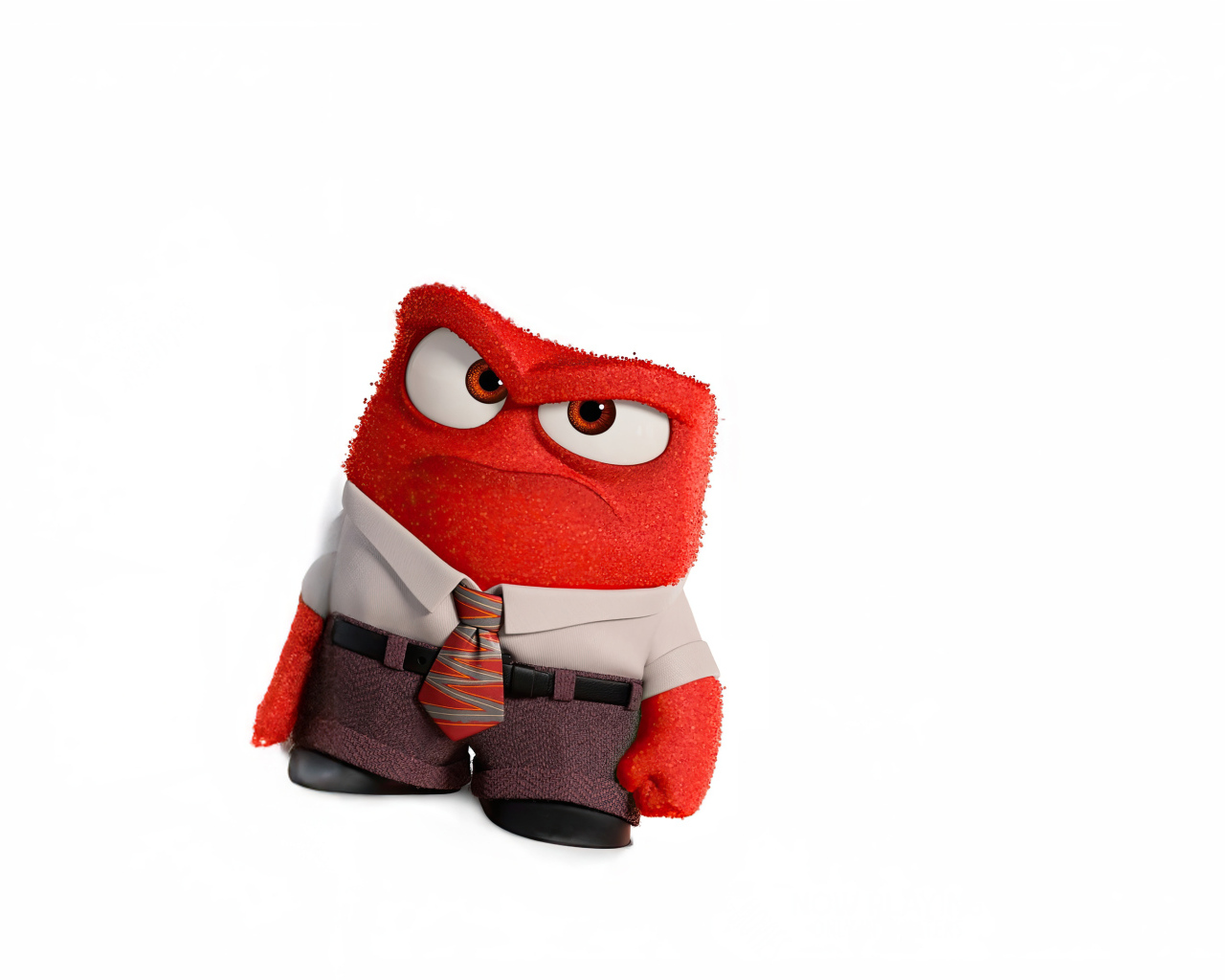 Красный персонаж Гнев из мультфильма Головоломка 2 на белом фоне