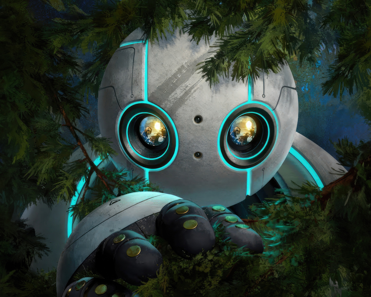 Робот в кустах персонаж нового мультфильма Дикий робот, 2024