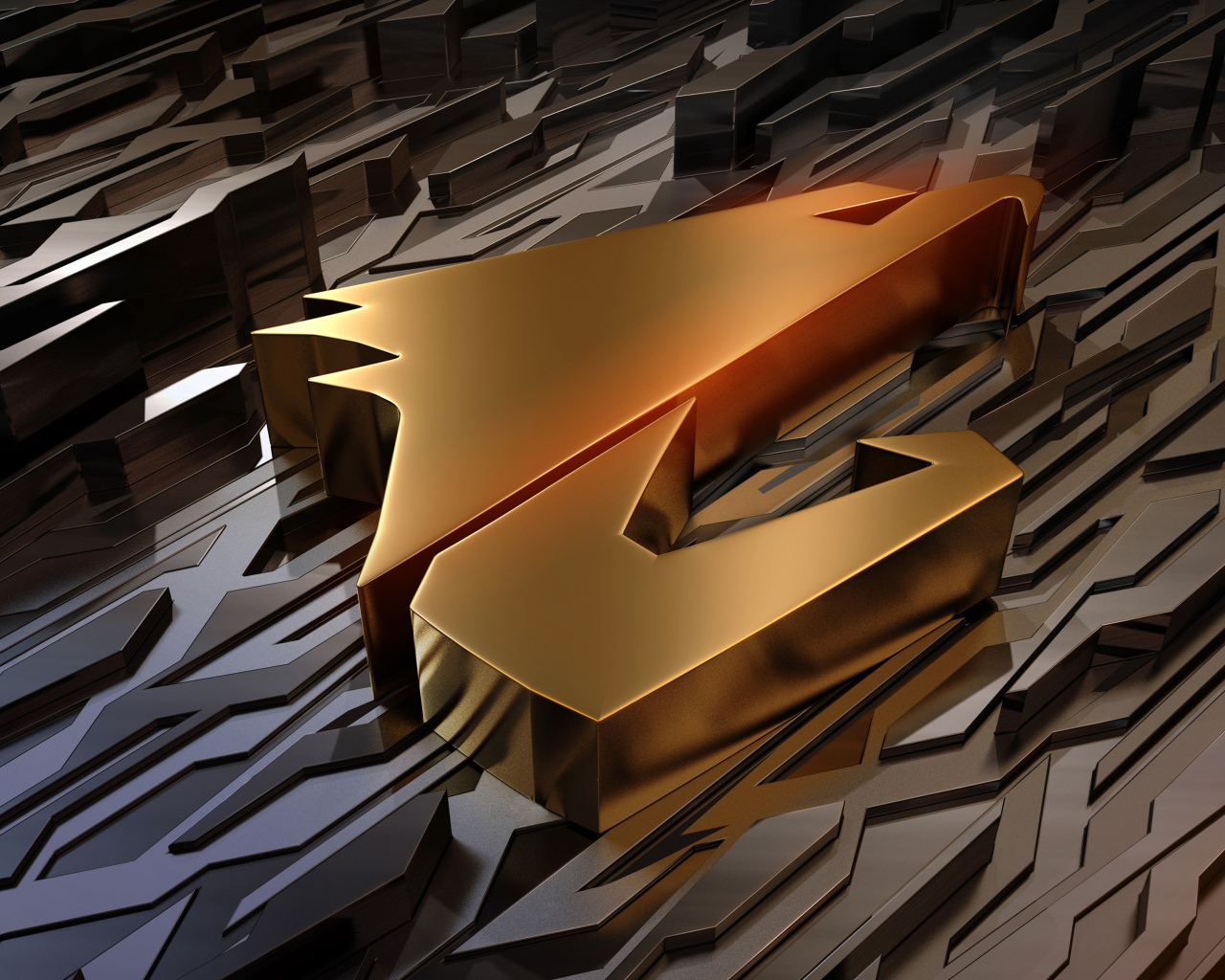 Золотой логотип компании aorus gigabyte