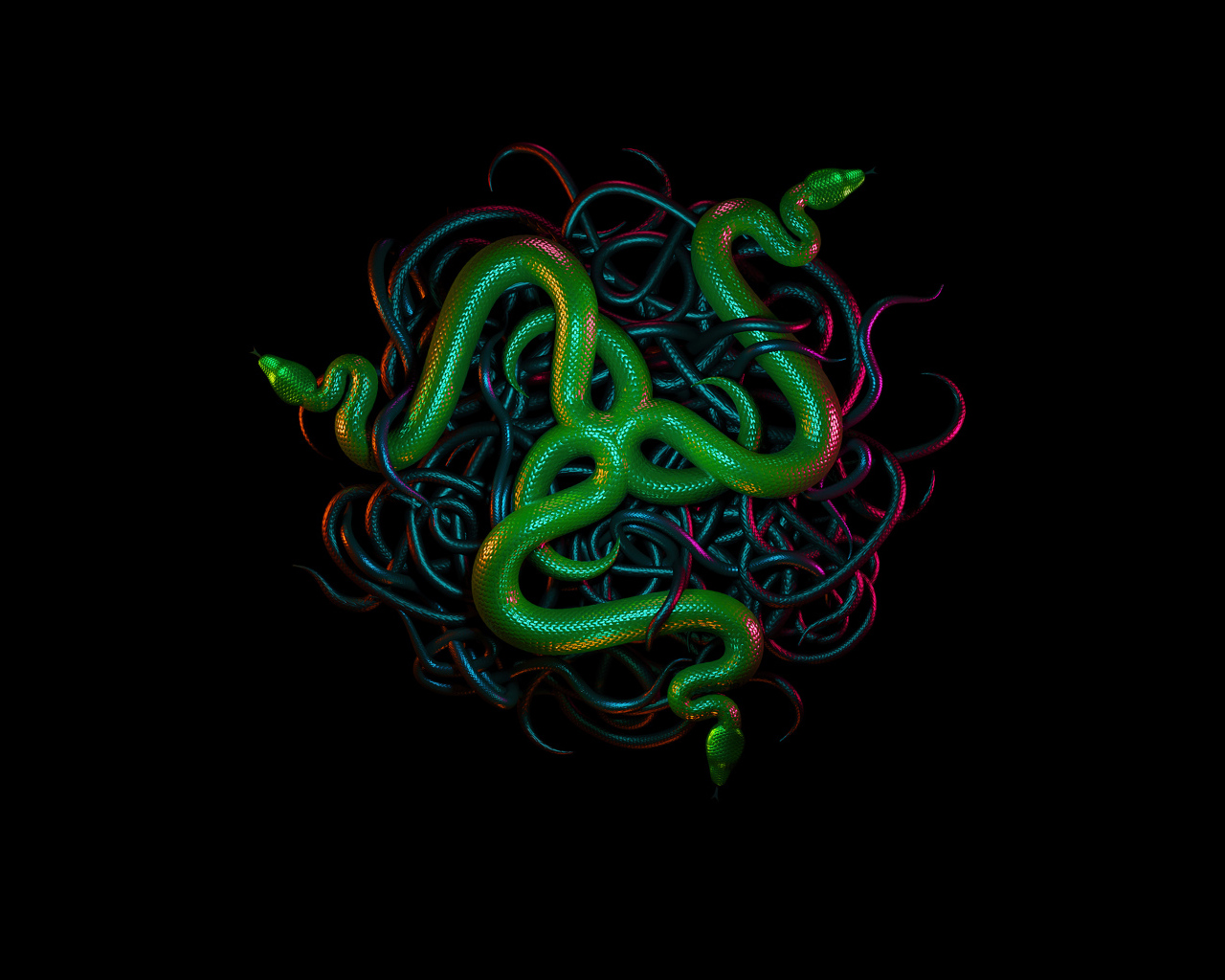 Зеленая змея  логотип razer на черном фоне