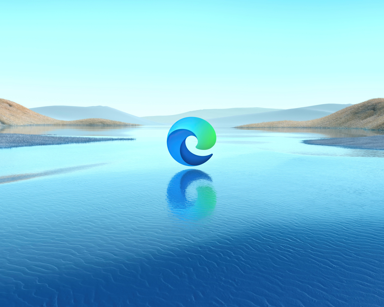 Логотип microsoft edge над водой 