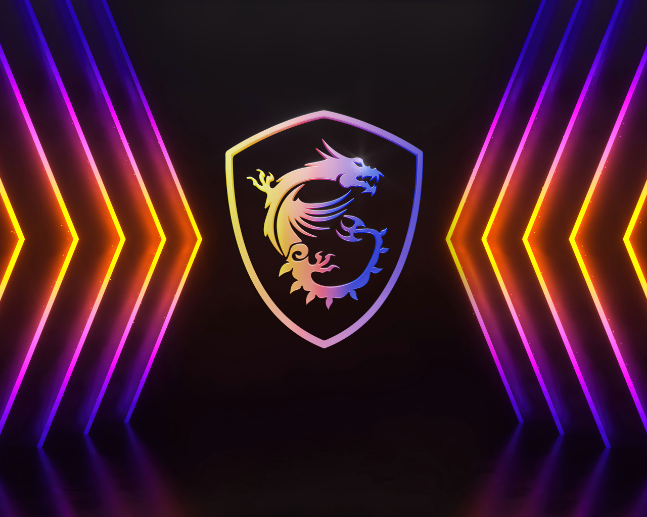 Разноцветные неоновые указатели для логотипа msi