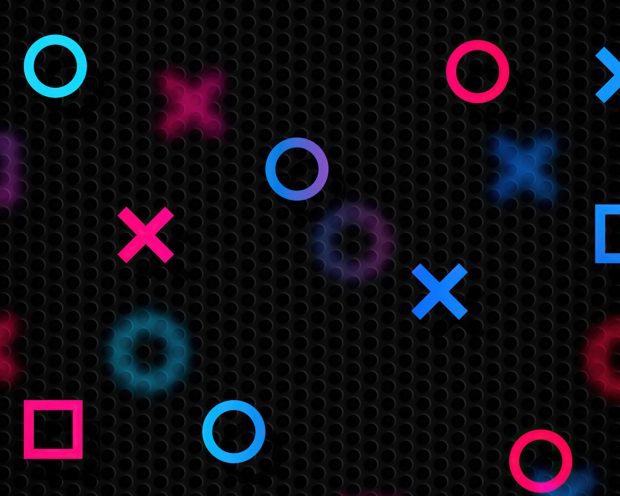 Разноцветные значки playstation на черном фоне