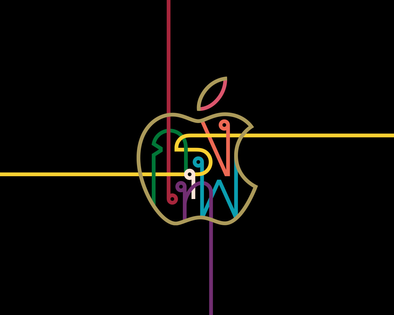 Логотип apple с узорами на черном фоне