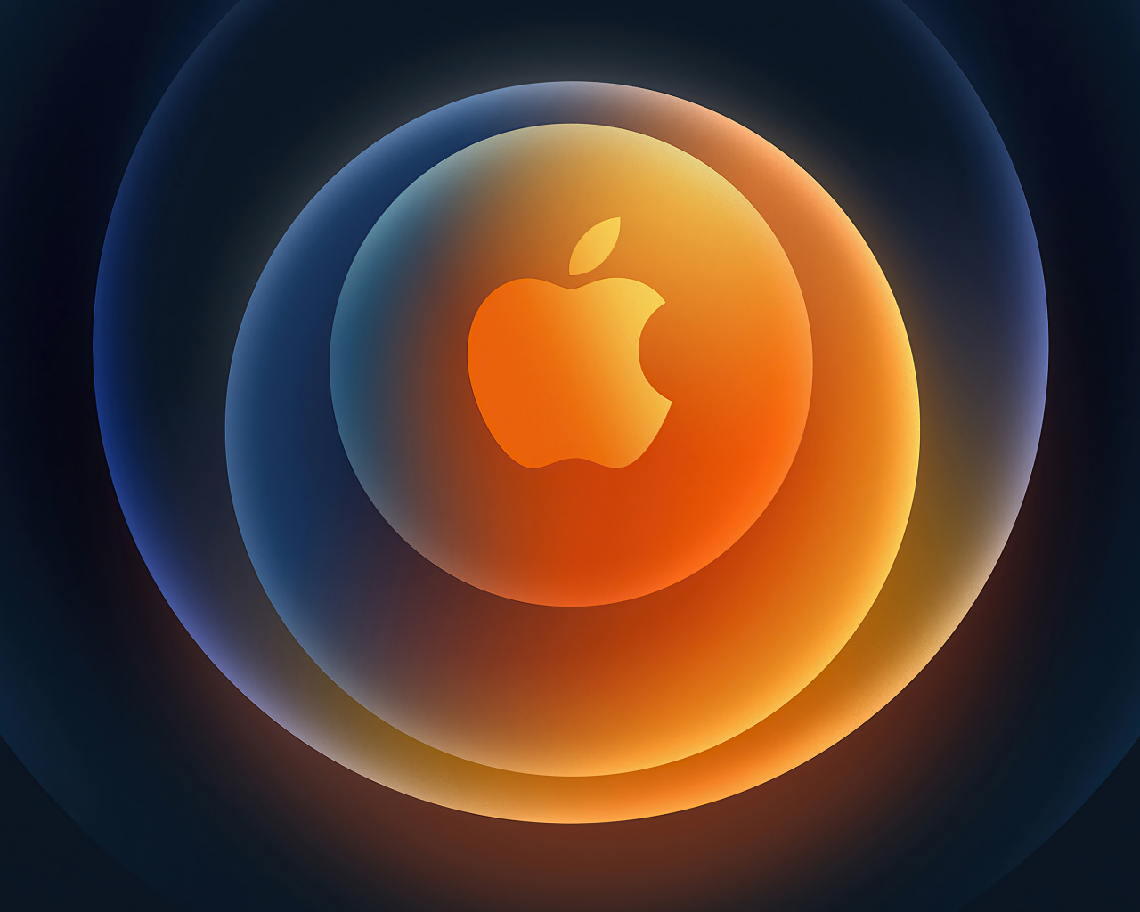 Круги вокруг логотипа apple на черном фоне