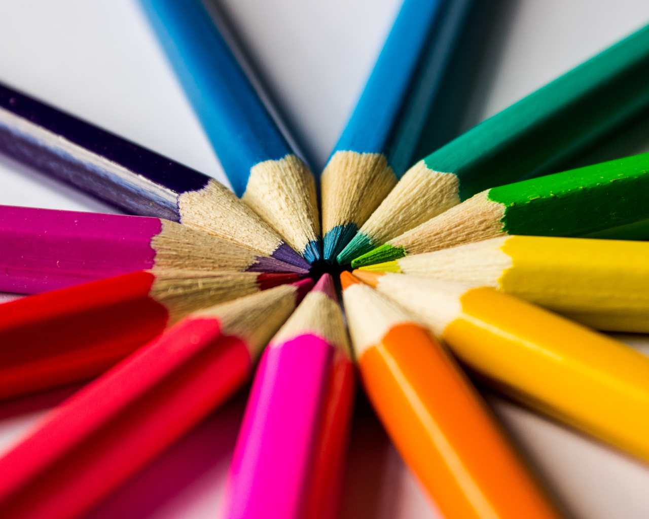 Круг из разноцветных заточенных карандашей