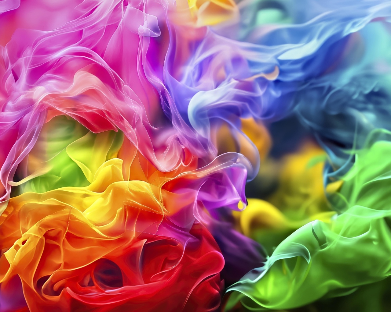 Клубы разноцветного дыма 
