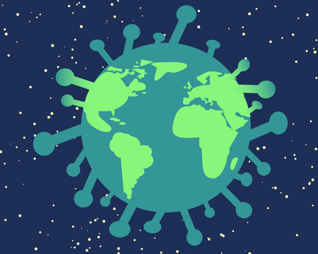 Бактерия коронавируса на синем фоне