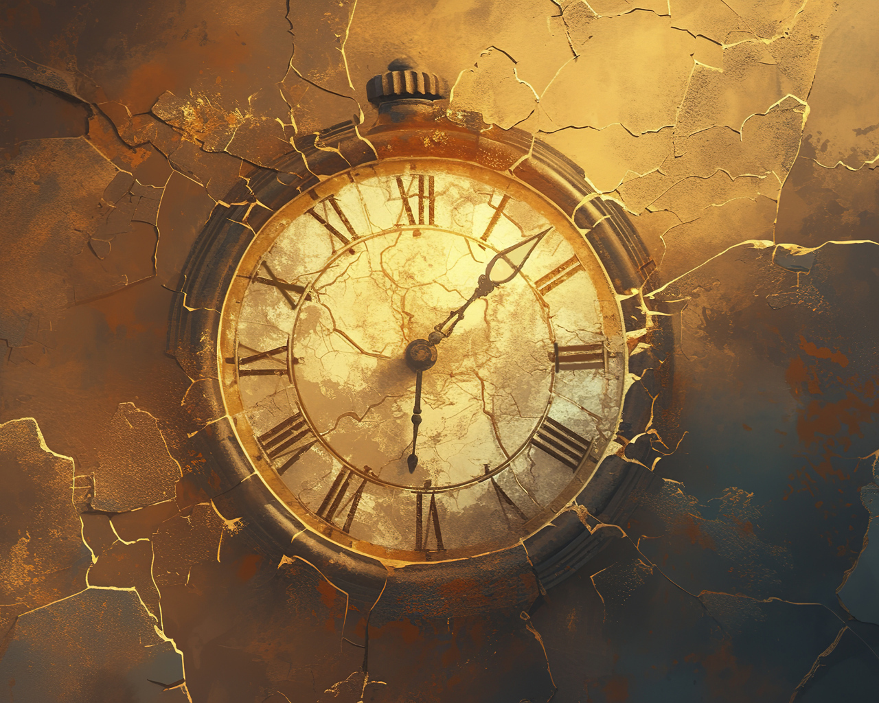 Старые часы на разрушающейся стене