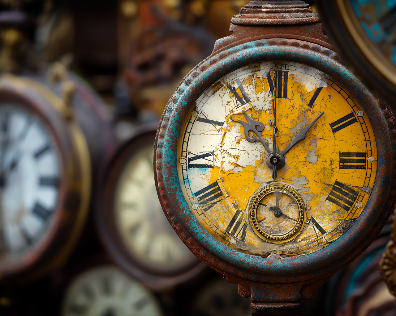 Старые ржавые часы крупным планом