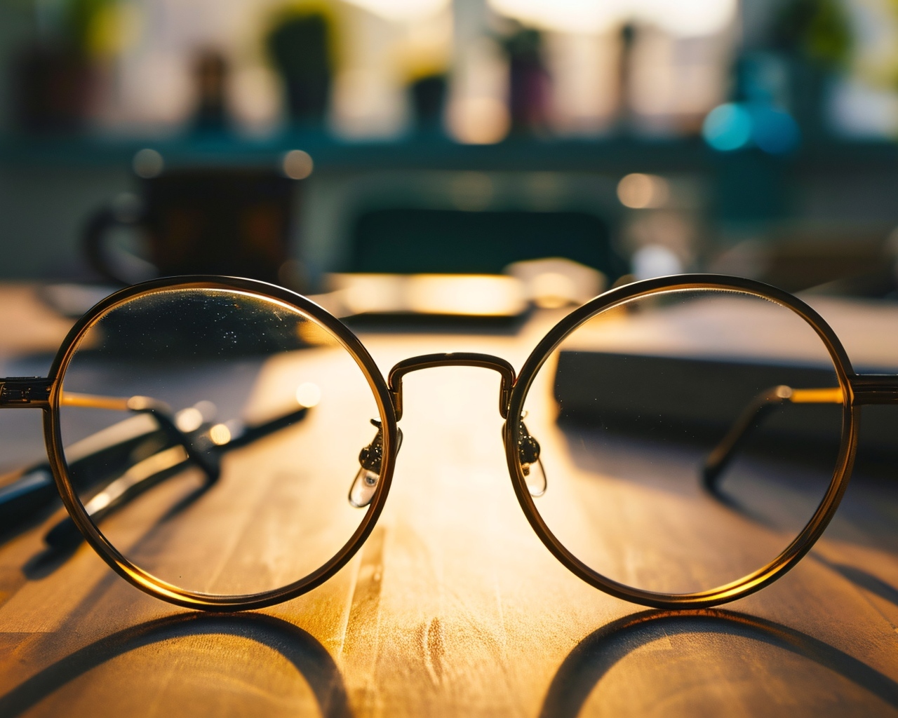 Очки для зрения лежат на столе