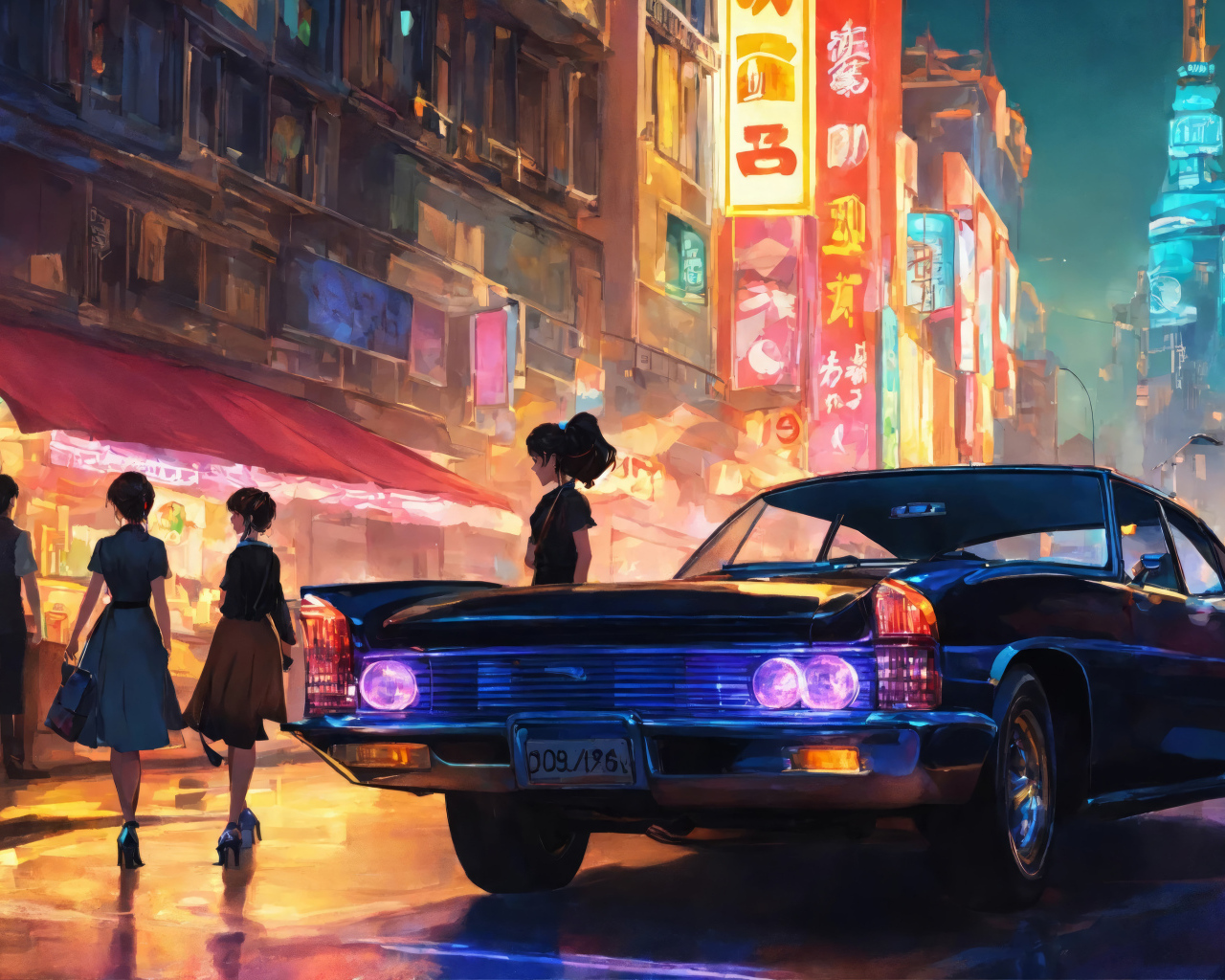 Черный автомобиль на улице в Китае