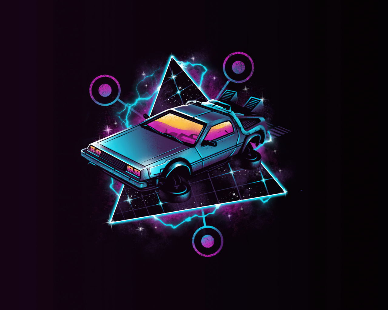 Нарисованный автомобиль на черном фоне