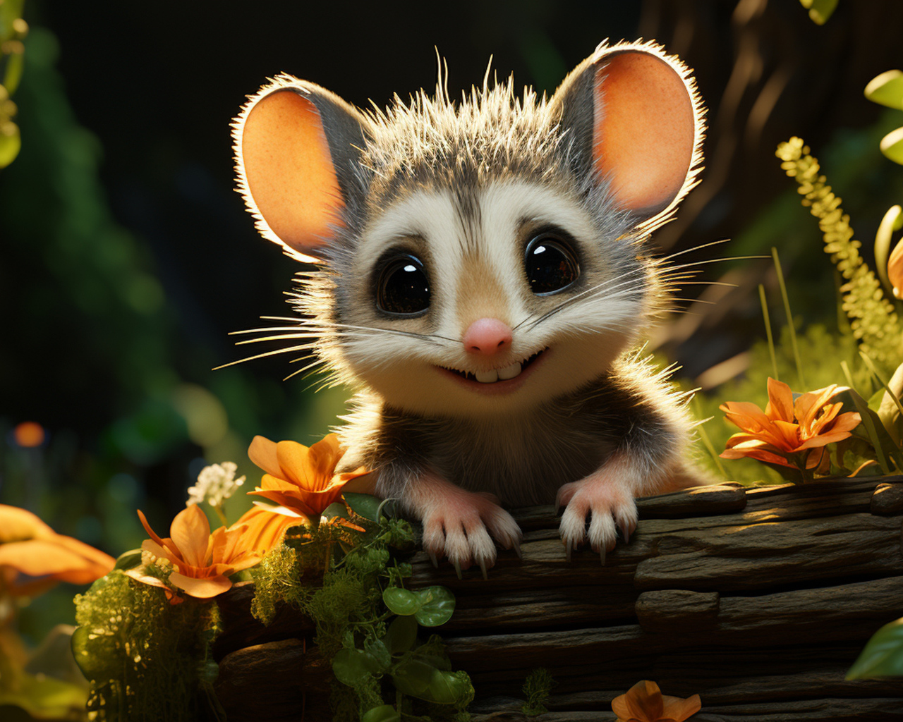 Смешной маленький нарисованный опоссум 