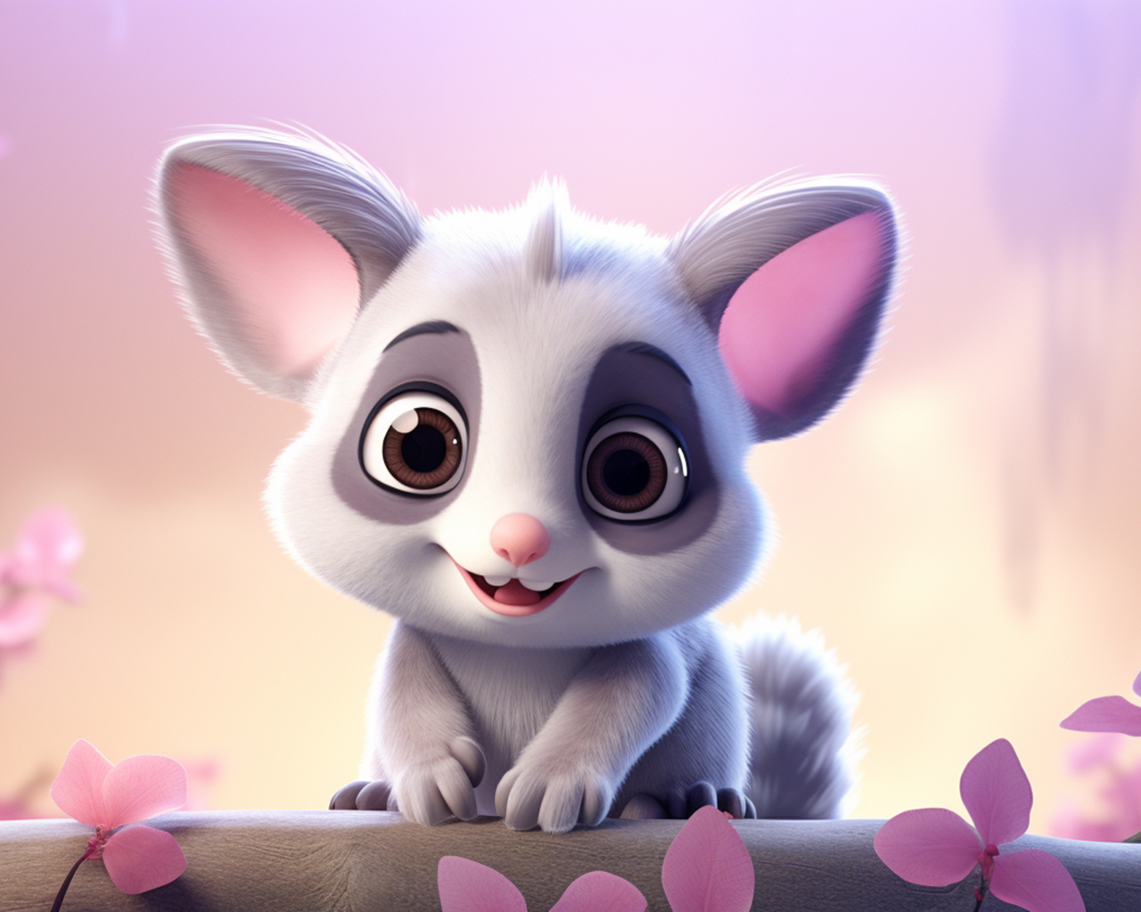 Маленький серый нарисованный опоссум