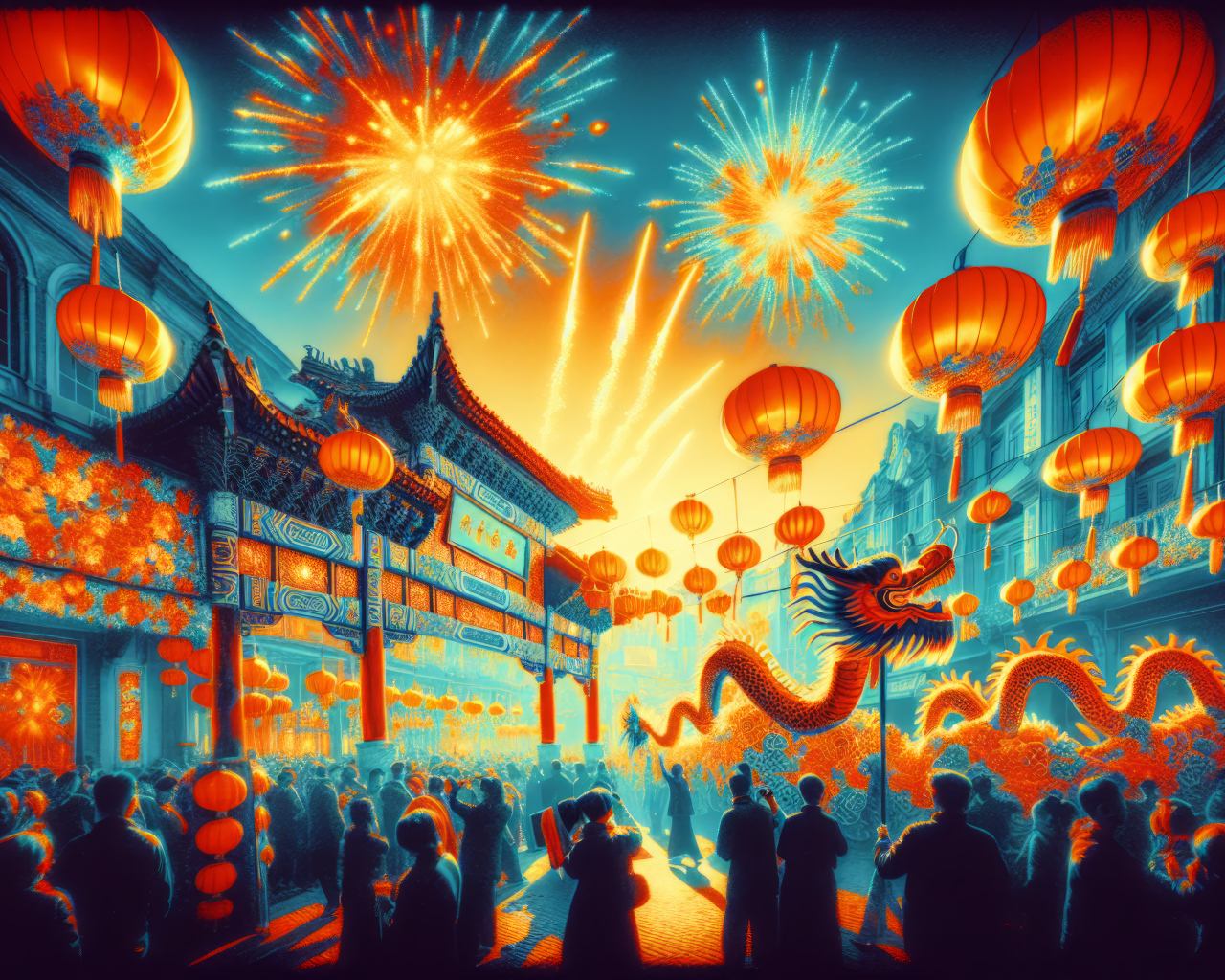 Новый год на улице Китайского города