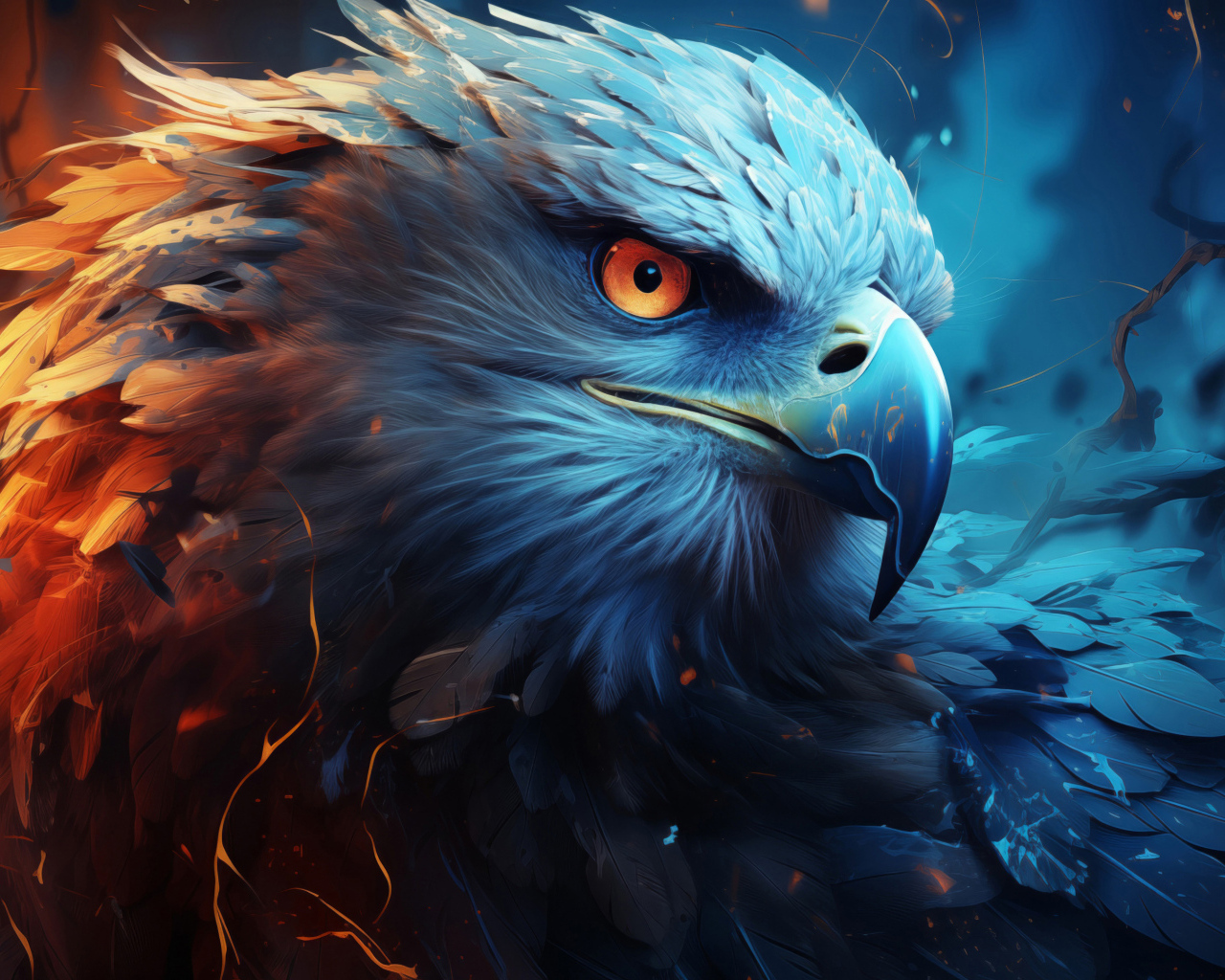 Нарисованный орел с острым клювом