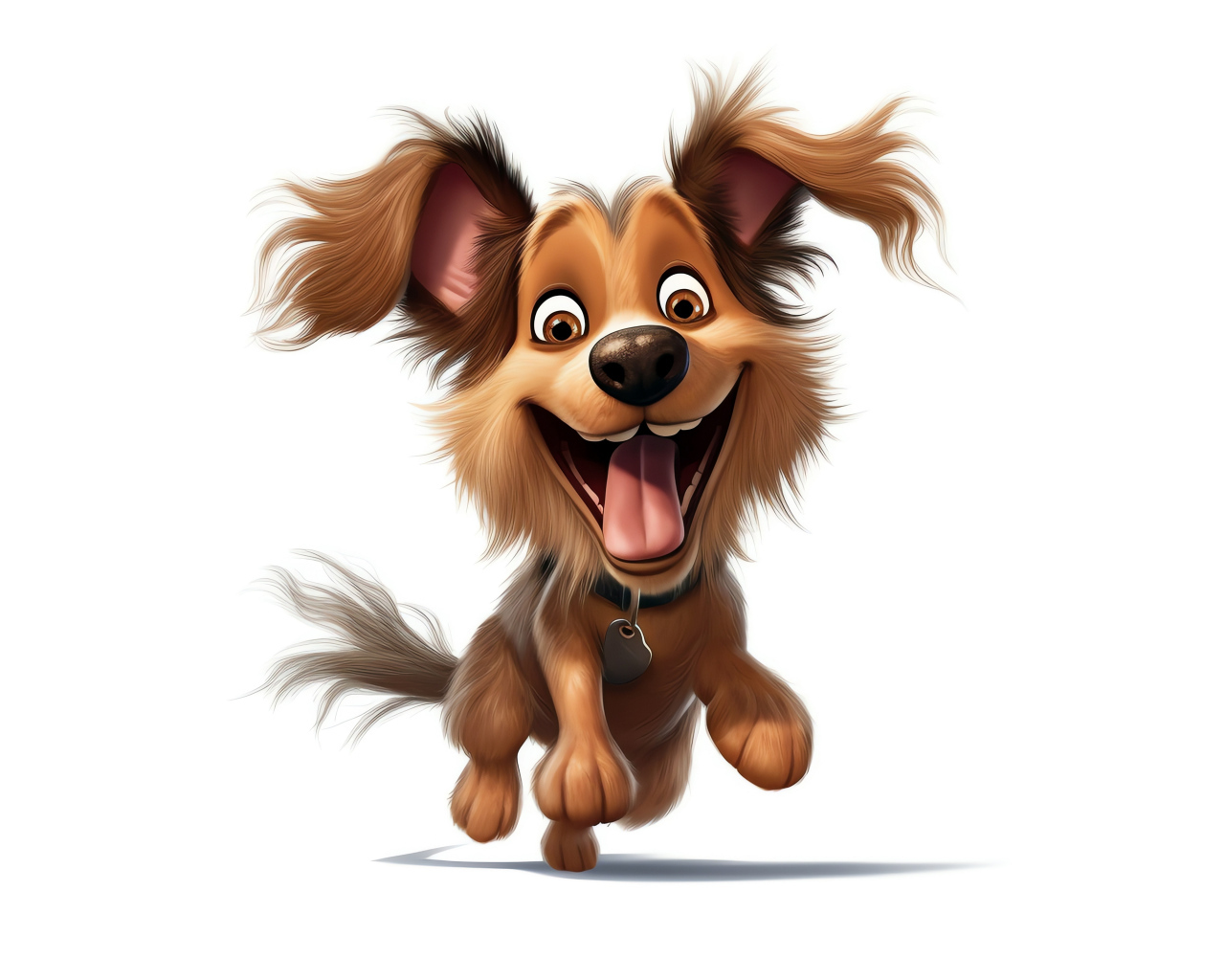 Довольный нарисованный щенок на белом фоне