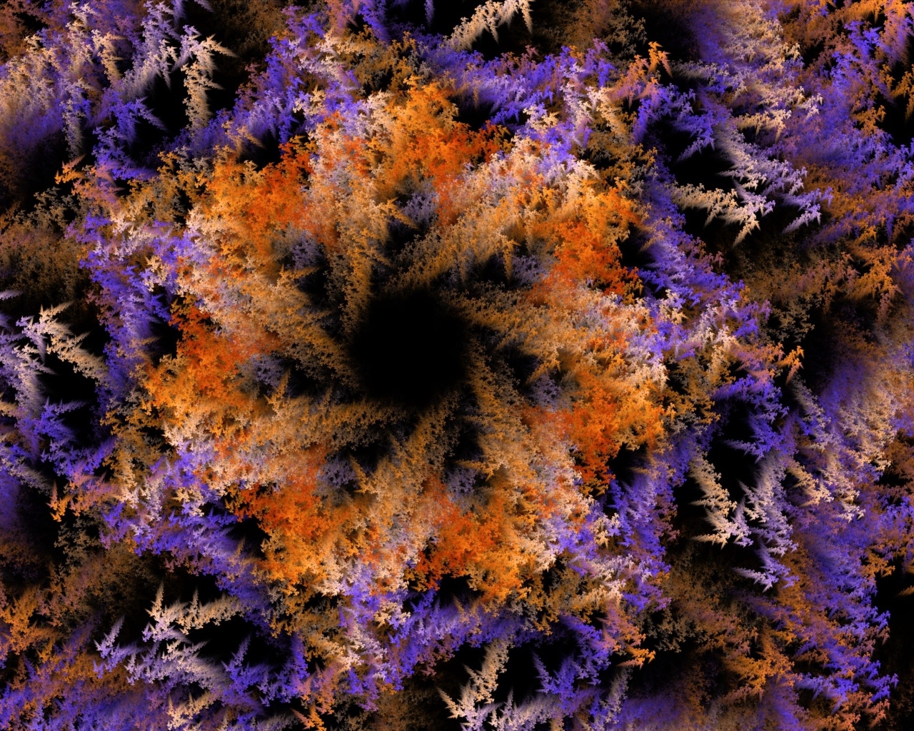 Хаотичные разноцветные волны формируют цветок