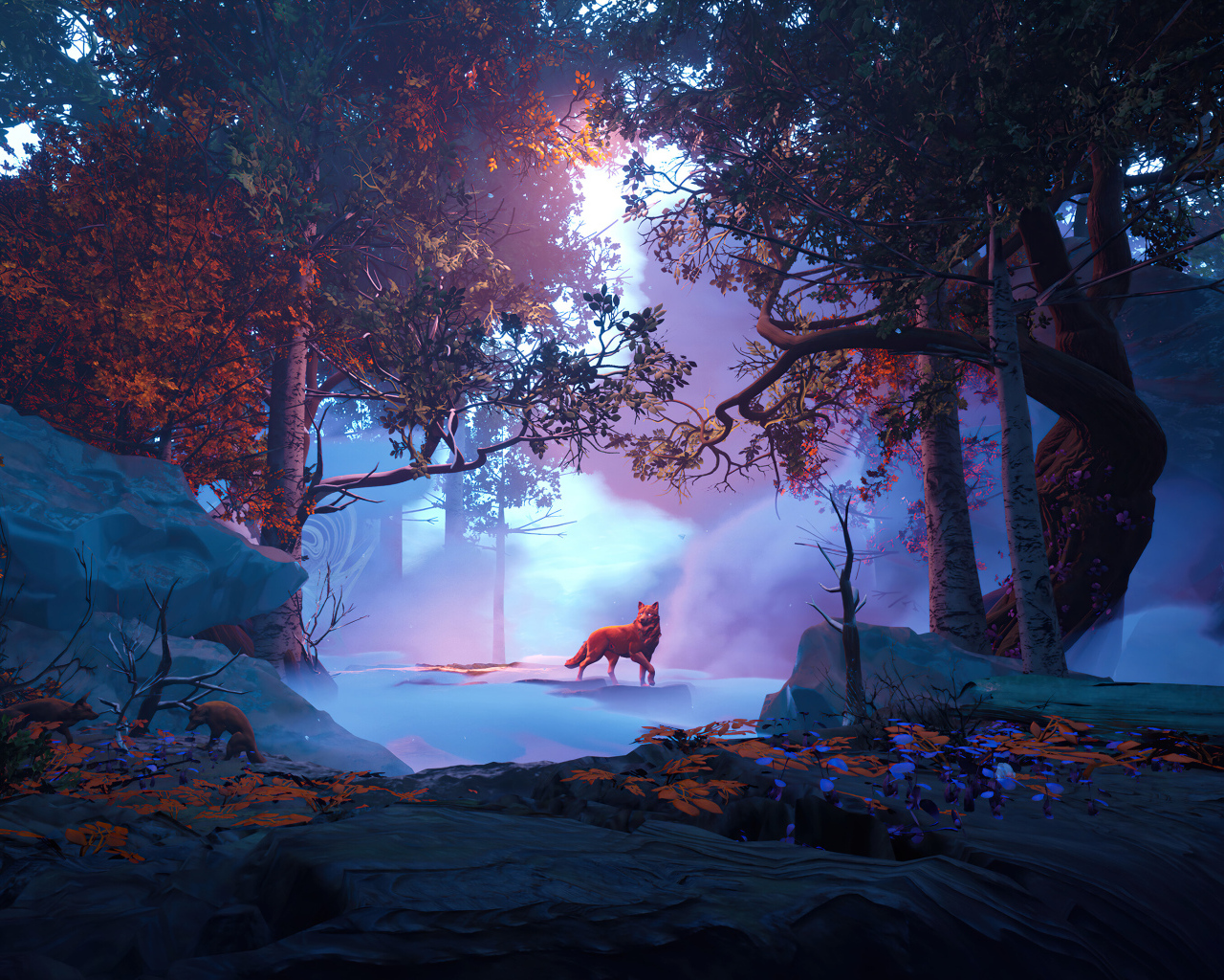 Животные в фантастическом лесу 