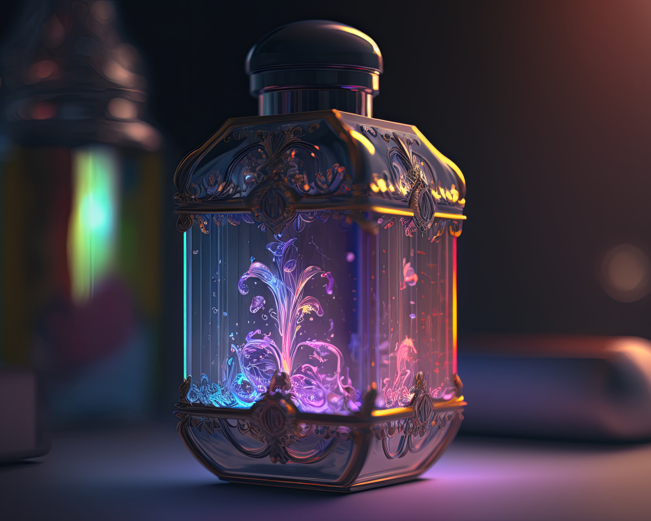 Красивый волшебный фонарь на столе