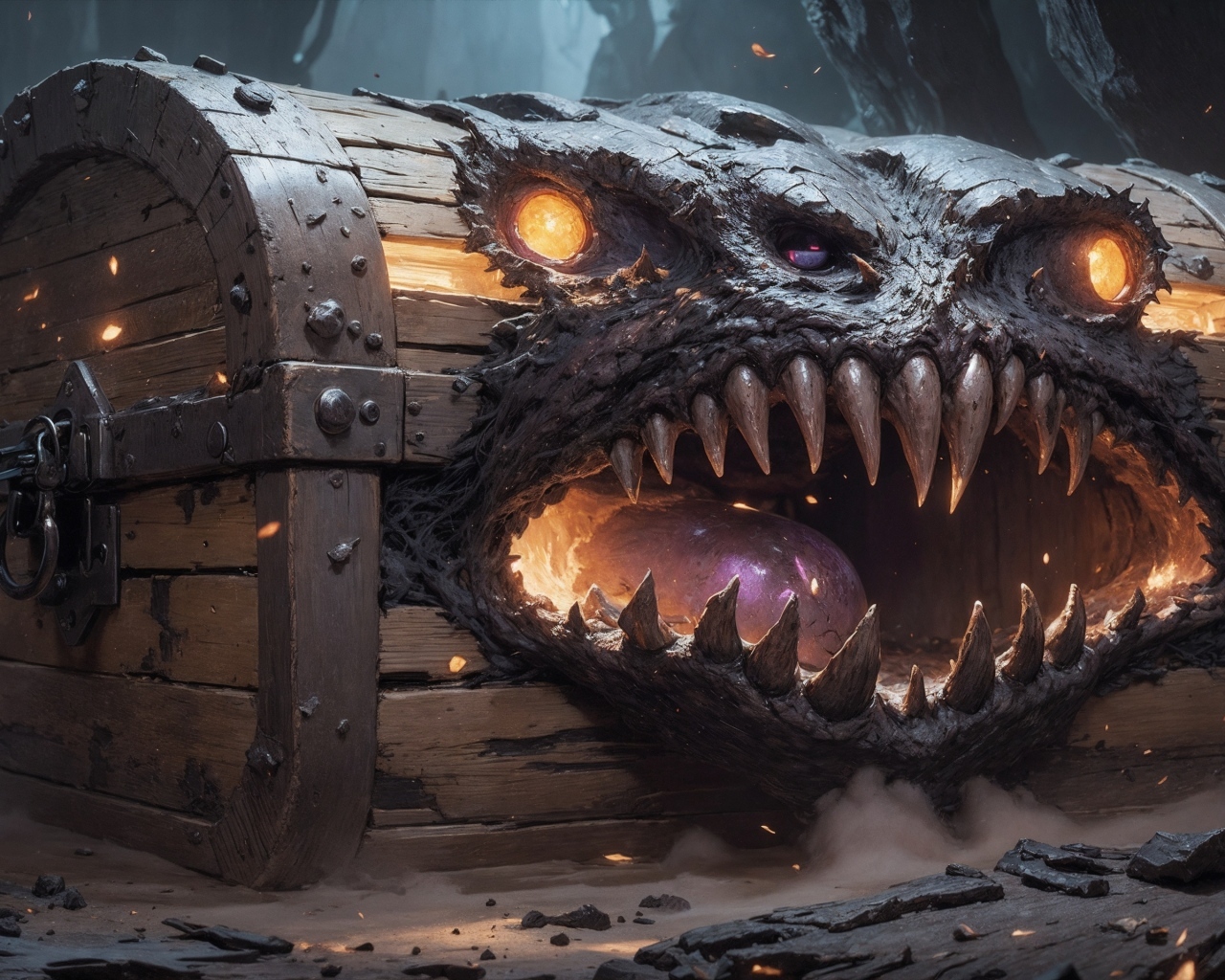 Сундук монстр с острыми клыками