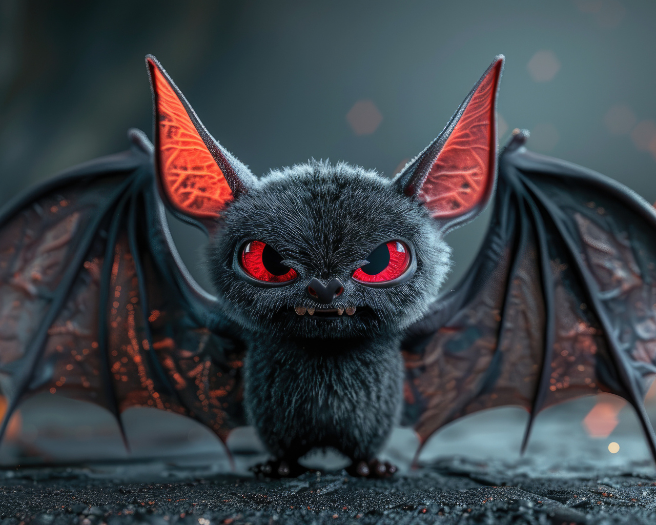 Злобная летучая мышь с красными глазами