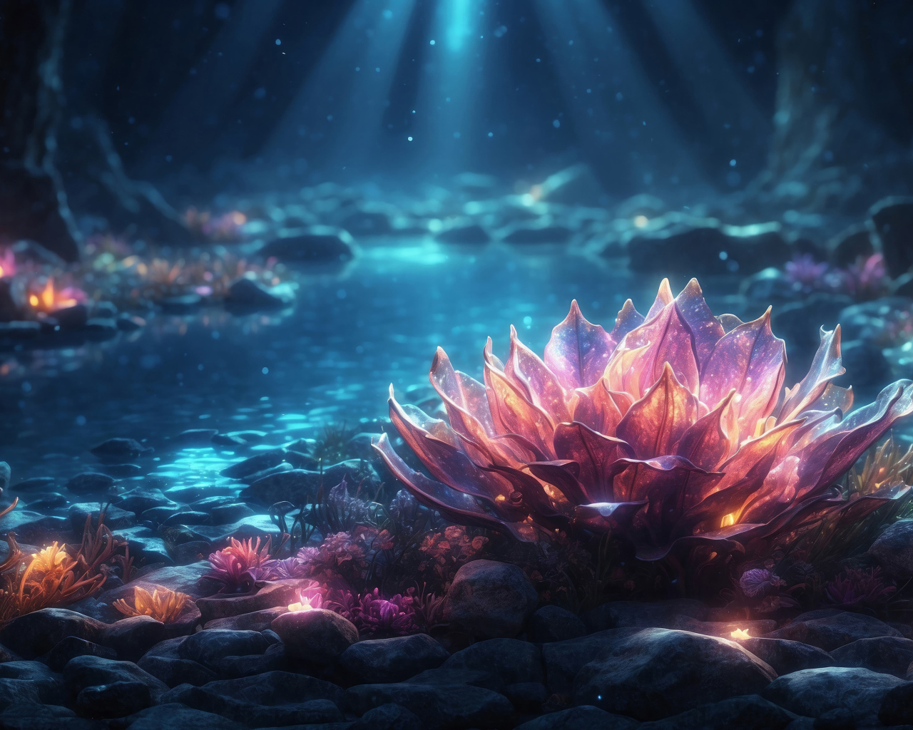 Фантастический цветок лотоса в пруду