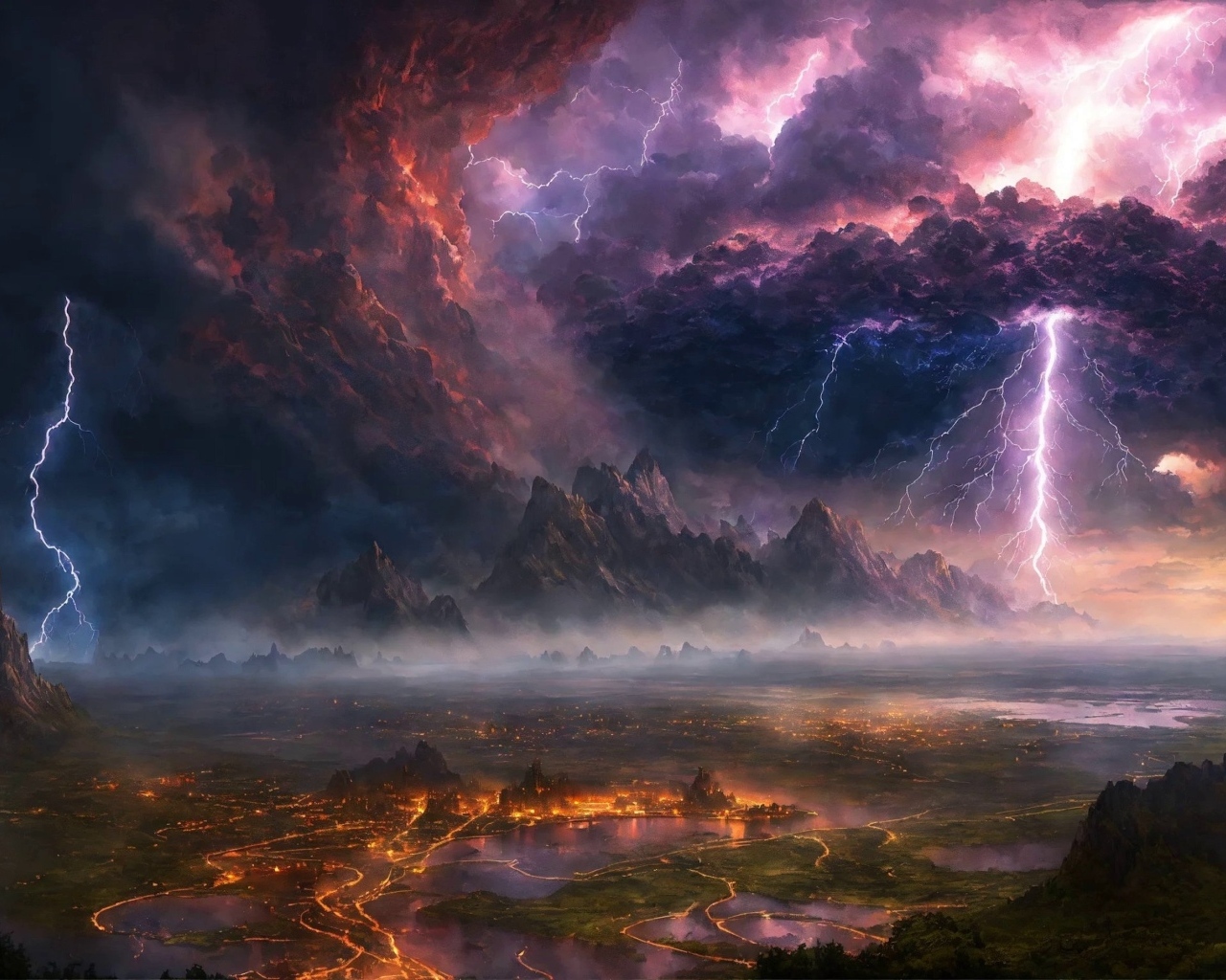 Фантастическое грозовое небо над городом