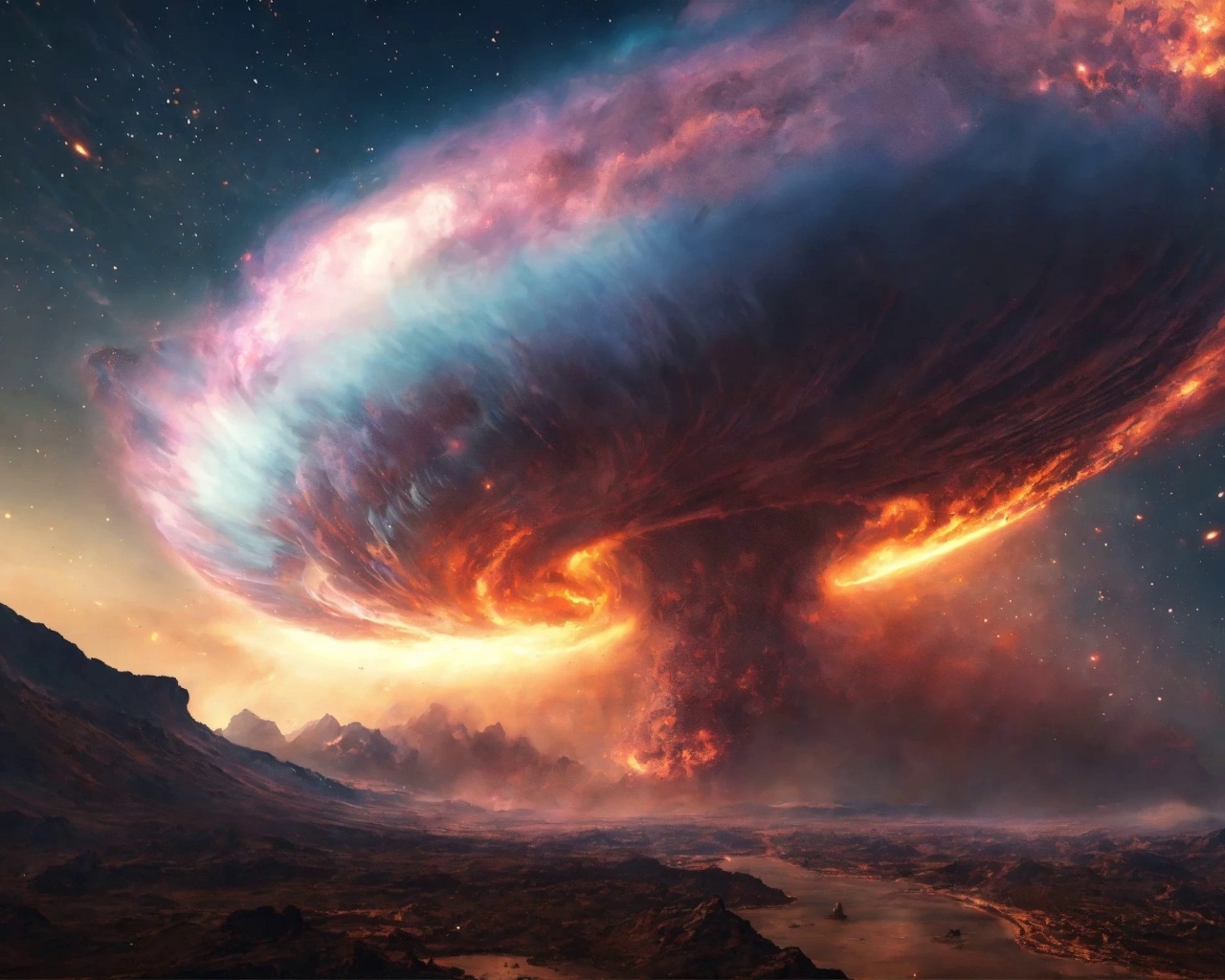 Фантастическое торнадо в небе