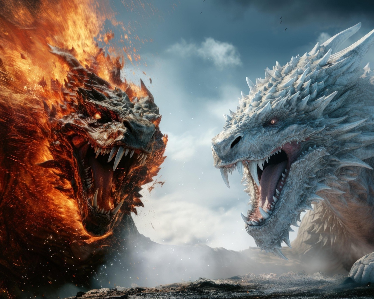 Огненный и ледяной драконы сошлись в битве