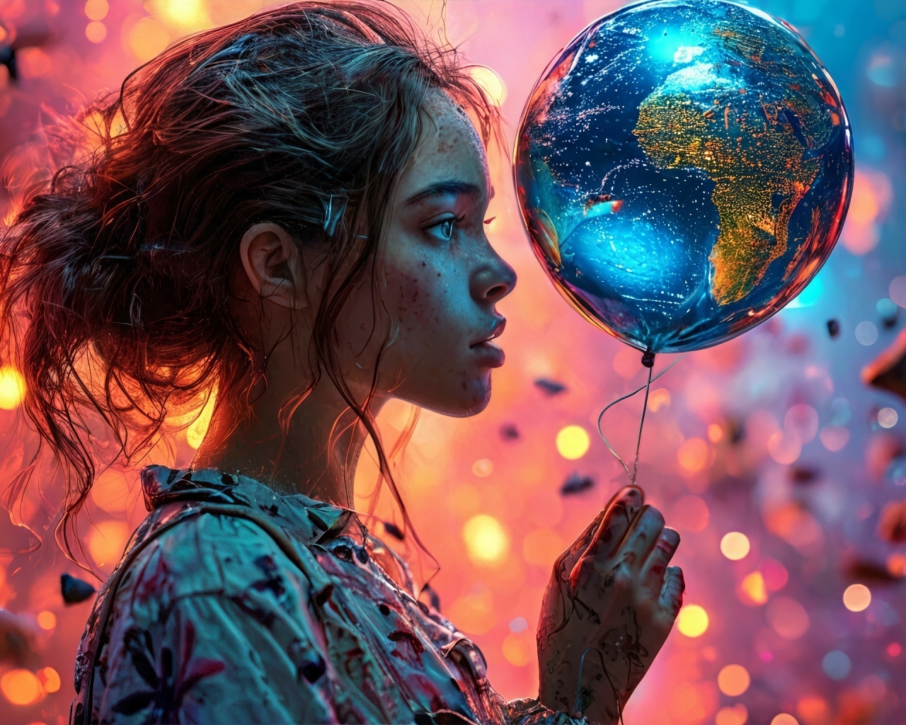 Девочка с волшебным шариком в руках
