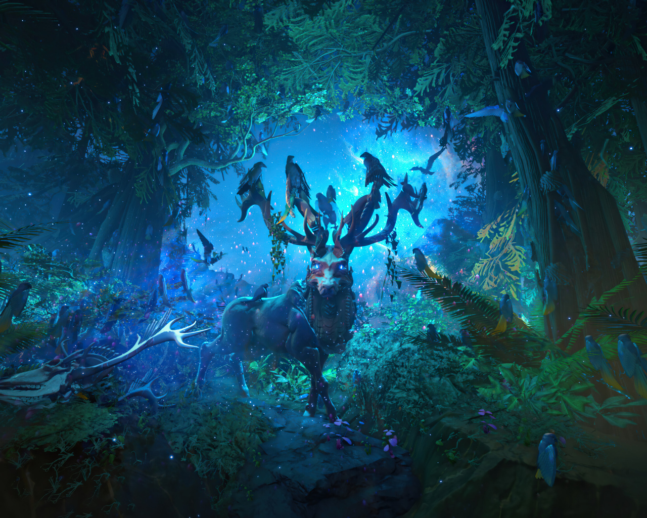 Мифический олень в лесу