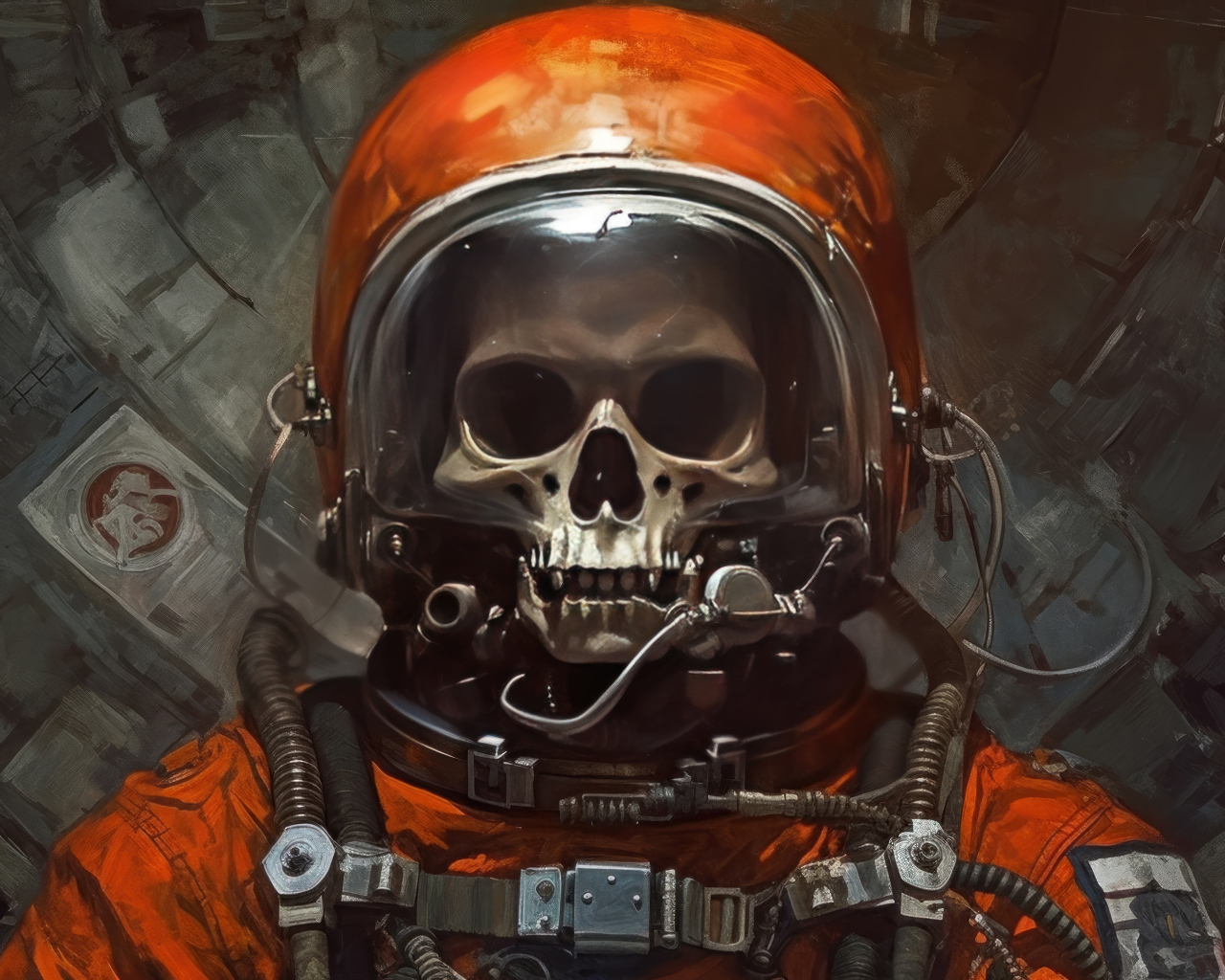 Скелет астронавта в костюме 