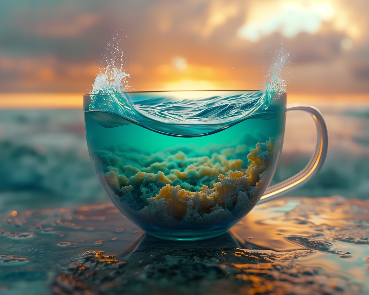 В кружке вода и морские водоросли