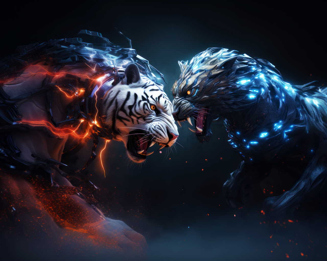 Два свирепых фантастических тигра 