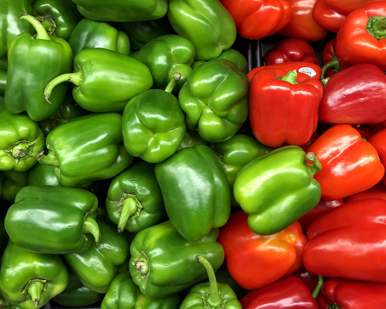 Большой красный и зеленый сладкий перец