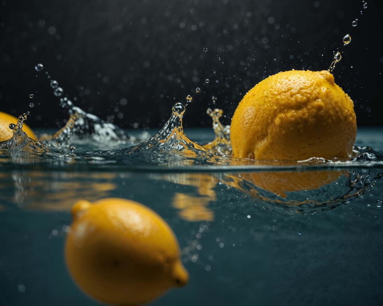 Кислые желтые лимоны плавают в воде