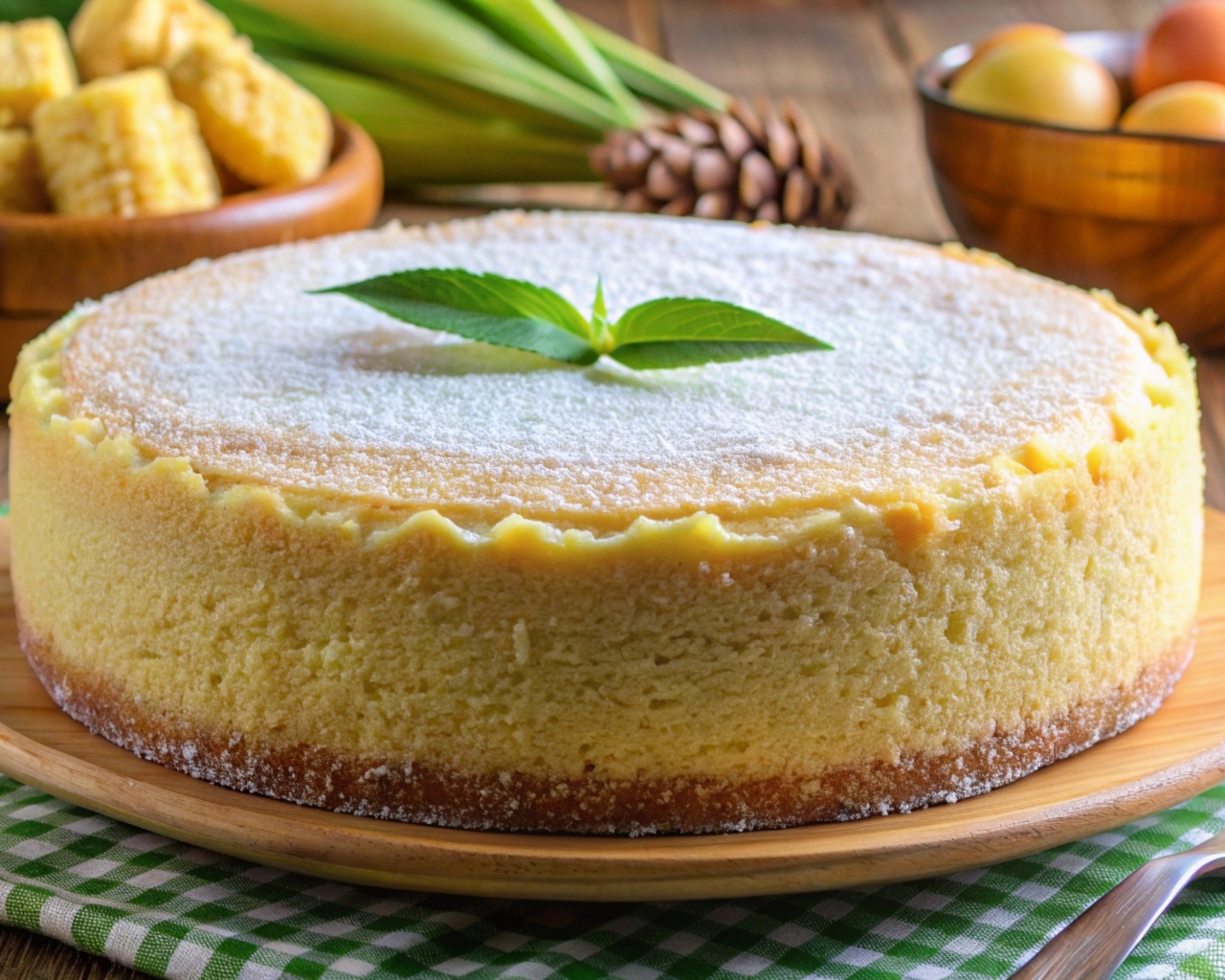 Большой лимонный торт на столе